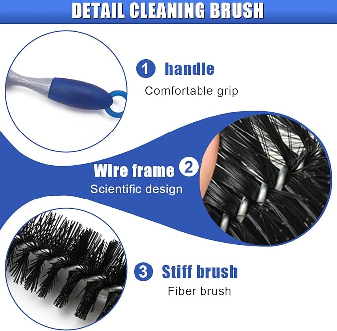 Long Handle Car Engine Cleaning Brush, Hard Bristle Automotive Wash Brushes, Flexible Bendable Vehicle Detailing Brush for Car Radiator Dryer Vent, Engine Oil Residue (1PC)
