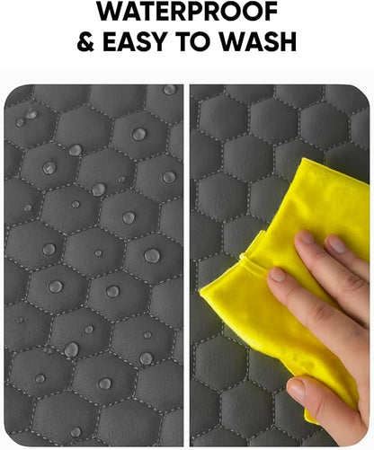 Owleys Set Seat Back Organizer & Car Seat Protector Hexy Waterproof & Non-Slip Protector for Child Car Cushion for Leather and Fabric Seats (Gray Set 2)