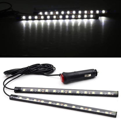 Ambient Lighting Car 2PCS Under Glow Kit with Cigarette Lighter, 12V Underglow Led Lights Car LED Interior Light DRL Daylight Strip Waterproof Driving Fog Lamp RGB Atmosphere Lights (White)