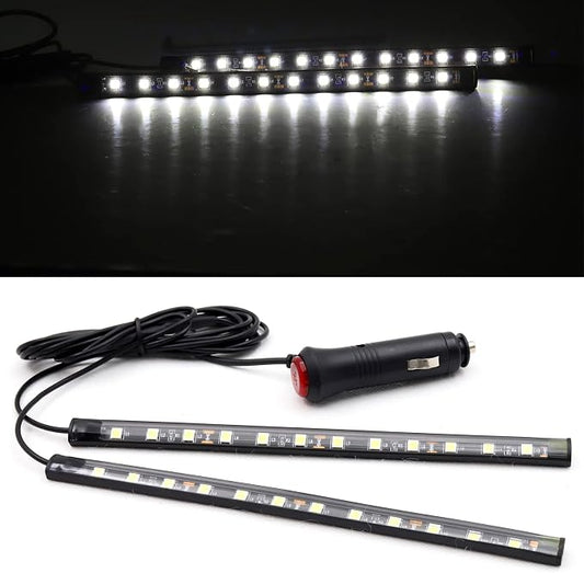 Ambient Lighting Car 2PCS Under Glow Kit with Cigarette Lighter, 12V Underglow Led Lights Car LED Interior Light DRL Daylight Strip Waterproof Driving Fog Lamp RGB Atmosphere Lights (White)