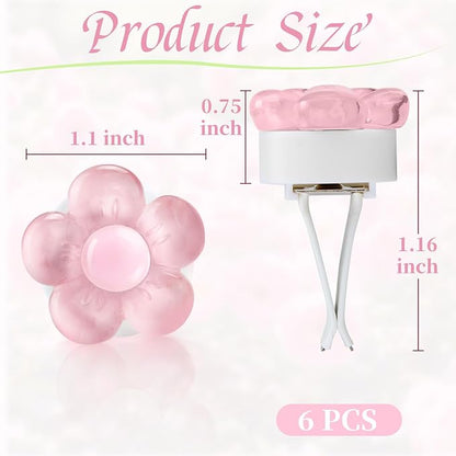 6 PCS Flower Vent Clips For Car, Cute Daisy Car Air Vent Clips, Air Conditioner Outlet Cars Vents Decor, Cars Decorations Accessories (6 Colors)
