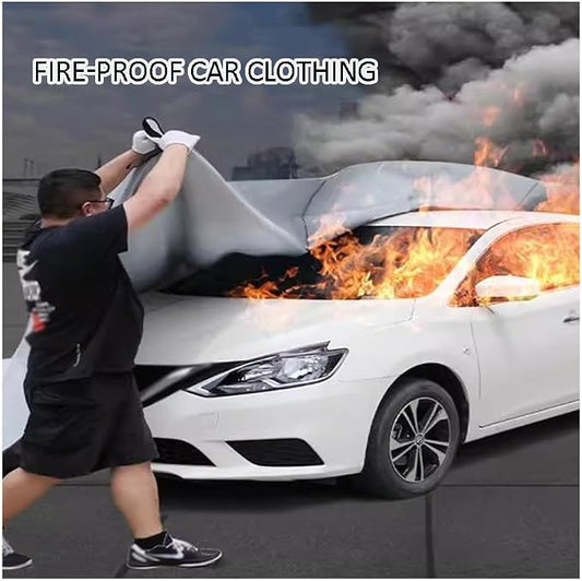 Emergency Fire Blanket for Car - 6x8m Silicone-Coated Fiberglass Fire Extinguisher, Fire Suppression Blanket for Electric & Fuel Vehicles, Survival Safety Kit with Carry Bag