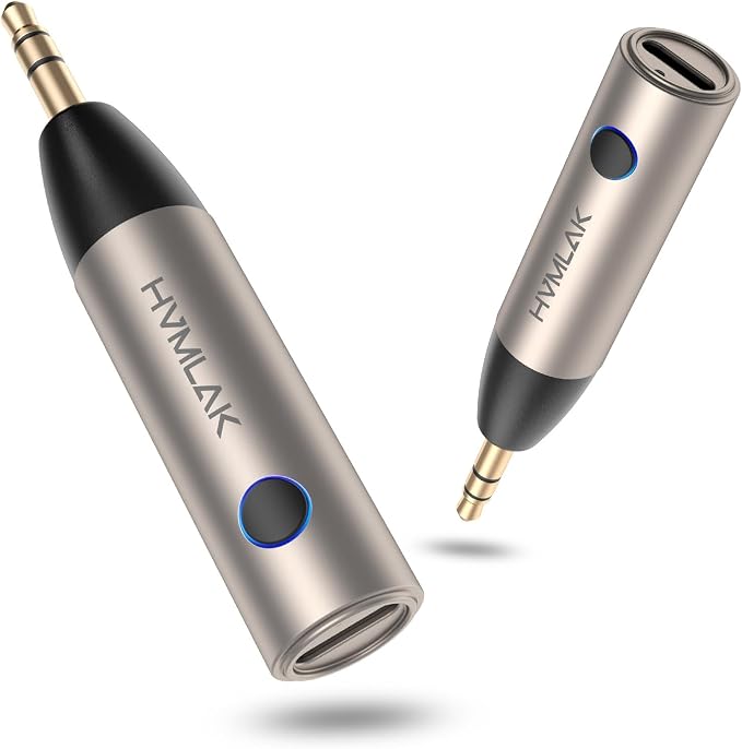 HVMLAK Aux Bluetooth 5.4 Adapter, Wireless Audio Receiver for Car Home Stereo Speaker, Music Streaming, Handsfree Calls, 6 Hours Playback, 1 Piece