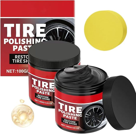 2pcs Car Tire Shine with Sponge,Tire Coating Paste, Tire Polishing Paste,Car Tire Shine for Trucks Sedans RVs SUV