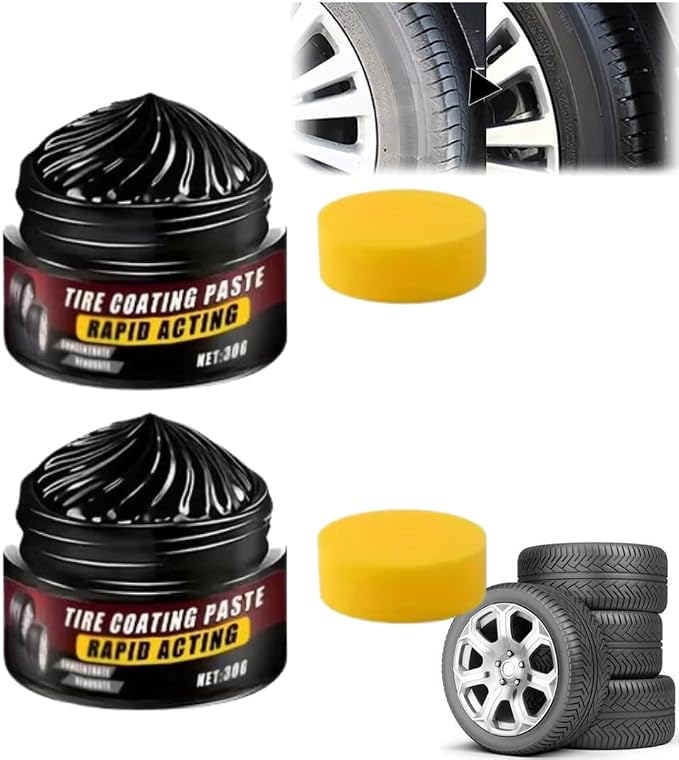Tire Coating Paste,Premium Tire Coating & Trim Restorer,Powerful Wheel Cleaning Refurbish Wax,Long-Lasting UV Protection,Bring Back the Deep Black Shine to Rubber and Plastic