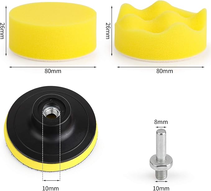 Kshineni Buffing Pads 3 Inch Car Buffer Pad, 22 Pcs Drill Polishing Kit, Polisher Pads Kit Sponge Pads Car Foam Drill for Polishing, Sanding, Waxing, Sealing Glaze
