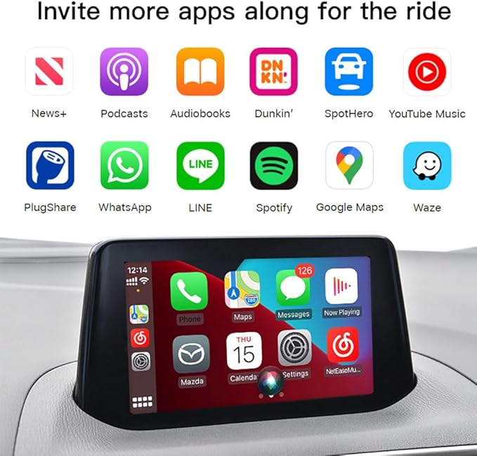TK78-66-9U0C OEM Mazda Carplay Android Auto Retrofit Kit,Apple Carplay Adapter Compatible with MZD 2/3/6/CX3/CX5/CX9/MX5 2015-2020 Year Accessories