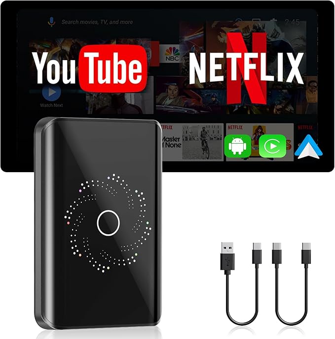 AI Box Wireless CarPlay & Auto Adapter - Plug & Play, Dual-Band WiFi, Bluetooth 5.4, 4K Video Support, Android 13.0 System, Compatible with Factory CarPlay & Android Auto （4GB RAM+32GB ROM）