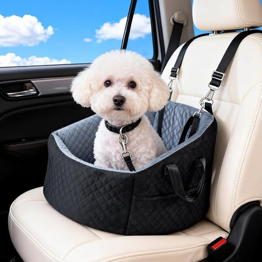 TOPOmericeDog Car Seat for Small Dogs up to 30 lbs, Pet Booster Seat with Adjustable Harness & Non-Slip Base, Cozy Dog Car Bed for Travel, Removable Machine Washable Cover for Cars, Trucks & SUVs