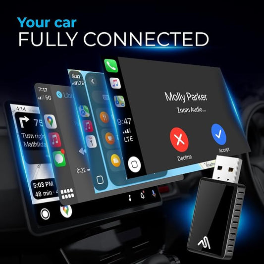 Wireless CarPlay Adapter for iPhone & Android Auto – Plug & Play, Fast Auto-Connect, Compatible with Factory Wired CarPlay, Stable Dual-Band Connection – AutoSky WUA-8PRO