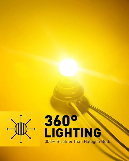 AUXITO Upgraded 1156 LED Bulbs Amber Yellow Turn Signal Light, 400% Brighter BA15S 7506 1141 P21W Lights for Blinker Turn Signal Lights, Brake Tail Lights, Side Marker Light, Parking Light, Pack of 2