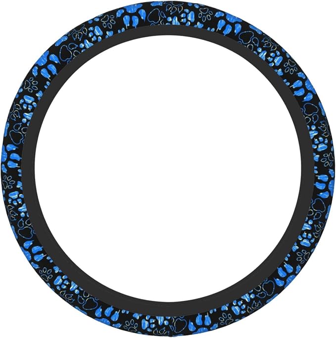 Dog Paw Print Steering Wheel Cover Anti-Slip,Sweat Absorption Universal 15 inch Steering Wheel Covers Cute car Accessories for Men Women