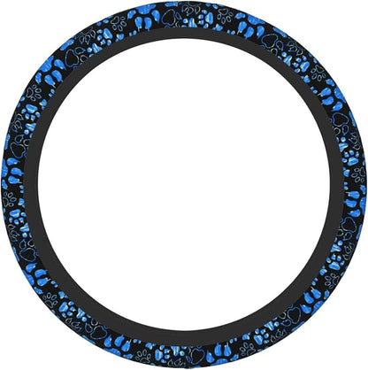 Dog Paw Print Steering Wheel Cover Anti-Slip,Sweat Absorption Universal 15 inch Steering Wheel Covers Cute car Accessories for Men Women