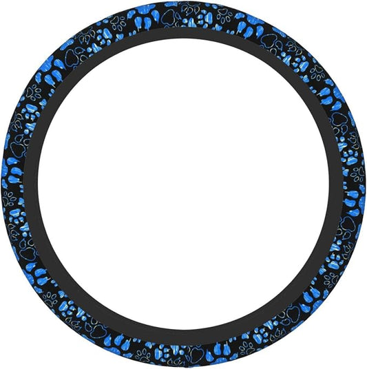 Dog Paw Print Steering Wheel Cover Anti-Slip,Sweat Absorption Universal 15 inch Steering Wheel Covers Cute car Accessories for Men Women