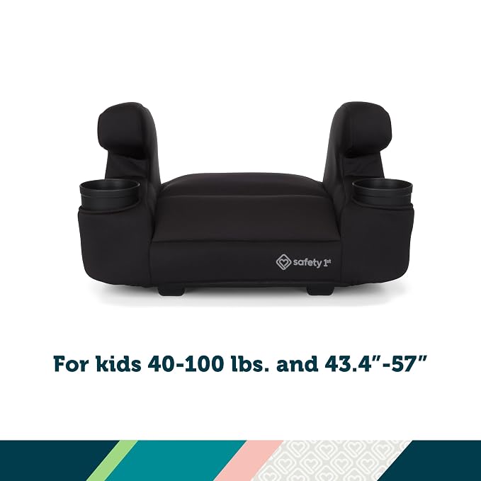 Safety 1st Comfort Ride Lite Booster Car Seat, 2-Pack, Lightweight Backless Booster Seat, Machine Washable, Dishwasher Safe Cup Holders, USA-Made, Fits Kids 40-100 lbs, 43.4-57", Black