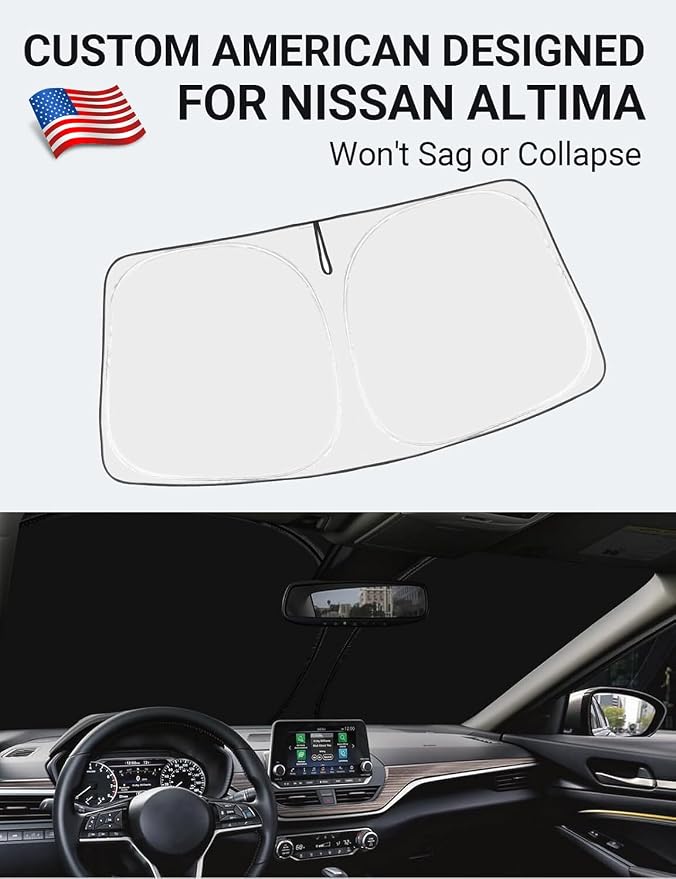 Proadsy Windshield Sun Shade for Nissan Altima 2019-2025 2026 4-Layer Foldable Front Sunshade Protector Sun Visor Blocks UV Rays Keep Car Cooler