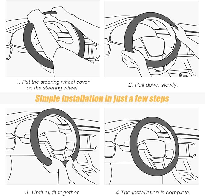 Steering Wheel Cover for Women and Men, Carbon Fiber Plush Steering Wheel Cover Soft Anti-Slip Comforting, Universal 15 Inches Steering Wheels Accessories (Deep Pink)