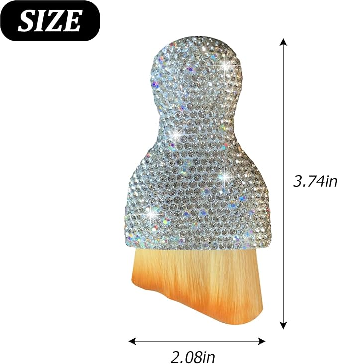 Bling Car Interior Dust Brush, Crystal Rhinestone Soft Auto Detailing Cleaning Brush, Sparkling Diamond Vehicle Dashboard Air Vent Cleaner for Women Girls, Universal for Vehicles (White)