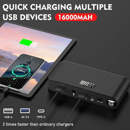 BOOKOO Car Battery Jump Starter 4000A,16000mAh Portable Battery Jumper Cables for Car 8L Gas 7L Diesel Engines,Jump Box with USB QC 3.0 PD 18W Fast Charging,3 LED Modes with SOS for Emergency Use