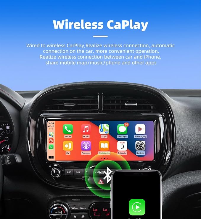 2026 Upgraded Wireless CarPlay & Android Auto Adapter – Convert Wired to Wireless, Plug & Play Compact USB Dongle, Fast Stable Auto Connect, Compatible with iPhone & Android (Silver Square USB)