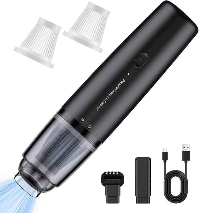 Car Handheld Vacuum Cordless 13000 PA Suction Power, Portable Mini Vacuum Cleaner for Car Home Office and Pet Hair, Black