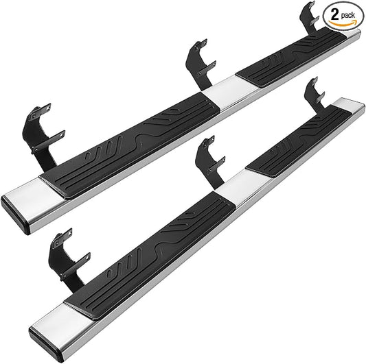 PZ 6.5" Running Boards Anti-Slip Side Steps Stainless Steel Compatible with 2015-2024 Ford F-150,2017-2024 F-250 F-350 F-450 F-550 Super Cab,500LBS No Drill Truck Running Boards Direct Fit Nerf Bar