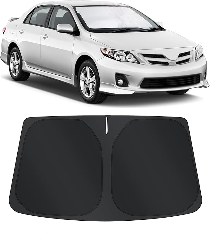 TINGLU Sun Shade for Toyota Corolla 2009-2013 Accessories Windshield Sun Shade Window Shade UV Rays Protection Sun Visor Cover with Steering Wheel Sunshade Storage Bag
