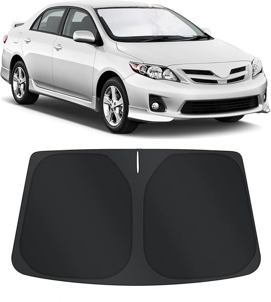 TINGLU Sun Shade for Toyota Corolla 2009-2013 Accessories Windshield Sun Shade Window Shade UV Rays Protection Sun Visor Cover with Steering Wheel Sunshade Storage Bag