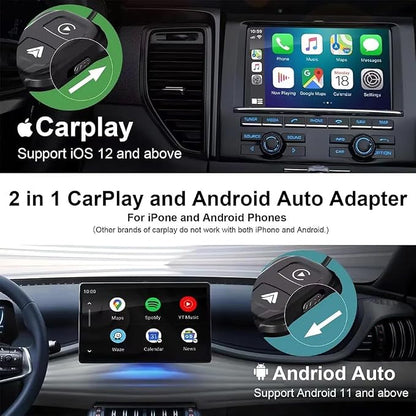 Wireless CarPlay & Android Auto Adapter, Car Navigation Dongle, Compatible with Most Cars, with Toggle Switch, Ideal for Two People Using The Same car, one with iOS and The 2nd with Android