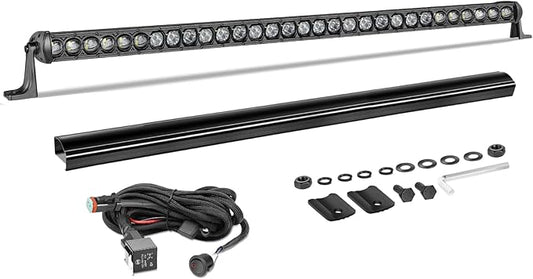 40" 210W Single Row LED Light Bar w/Wiring Harness Black Cover | OSRAM LEDs Off Road Driving Lights Slim Bumper Hood Roof Light Kit for Trucks Pickup UTV SUV Wrangler Can-Am