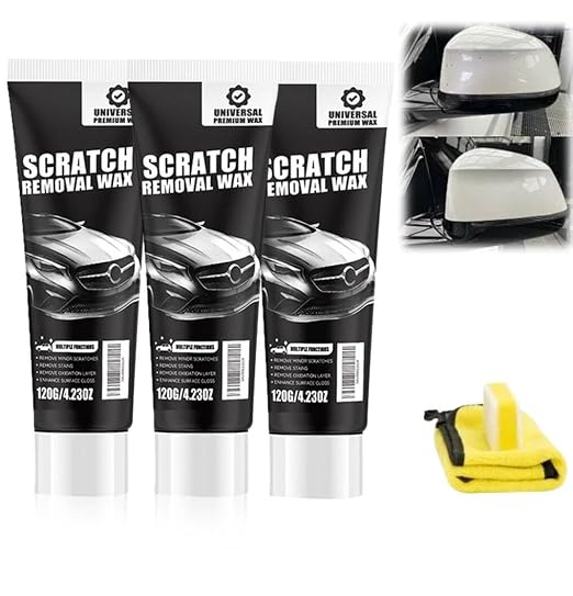 Scratch Remover for Vehicles - Car Paint Scratch Remover with Sponge & Wipe, Car Scratch Repair Kit for All Color, Auto Detailing Polish for Light to Deep Scratches (3 PC)