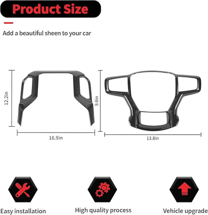RT-TCZ Center Console Navigation GPS Panel Cover Trim Kit Decoration Interior Accessories for Chevrolet Chevy Silverado 2019-2021 (Black Carbon Fiber)