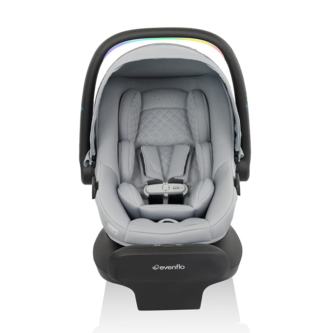 Evenflo LiteMax NXT Rear-Facing Lightweight Preemie and Infant Car Seat 3-30lbs with SensorySoothe. Easy Install with Base (Quartz)