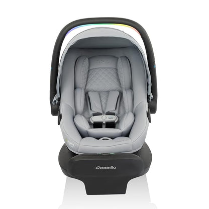 Evenflo LiteMax NXT Rear-Facing Lightweight Preemie and Infant Car Seat 3-30lbs with SensorySoothe. Easy Install with Base (Quartz)
