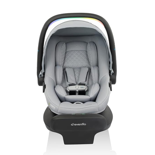 Evenflo LiteMax NXT Rear-Facing Lightweight Preemie and Infant Car Seat 3-30lbs with SensorySoothe. Easy Install with Base (Quartz)
