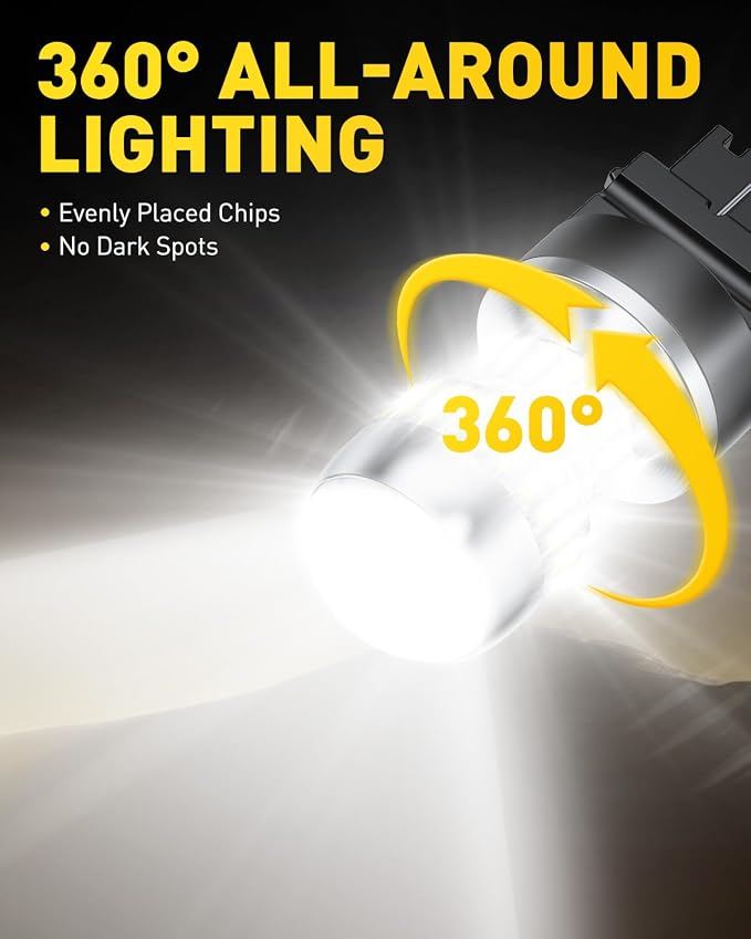 AUXITO 3157 LED Bulb White, Super Bright 4157 3156 LED Reverse Light Bulbs 3056 3057 3047 4057 3457 4114 LED Bulb for Exterior Backup Tail Brake DRL Signal Parking Lights, Pack of 2