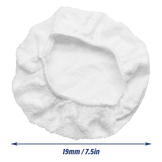 Bonsicoky 6 PCS Car Polishing Bonnet Buffing Pad Cotton Buffing Pad Cover for 9" - 10" Car Polisher, White