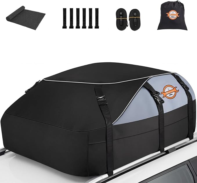 Sailnovo Soft Car Rooftop Cargo Carrier Roof Bag 20 Cubic Feet Waterproof Car Top Carrier, Fits Most Vehicle with/Without Rack, Include Anti-Slip Mat,6 Reinforced Straps,6 Door Hooks