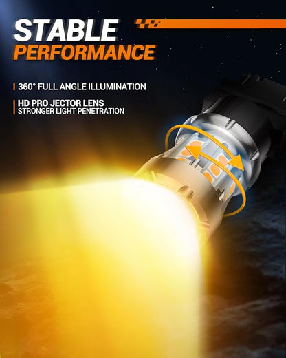 SEALIGHT LED Turn Signal Bulbs 3157 LED Bulb Amber Yellow, 600% Brighter 3156 3057 3157A LED Bulb with Extra Resistor for Front Rear Turn Signal Light, Side Marker Parking Light, 2 Pieces