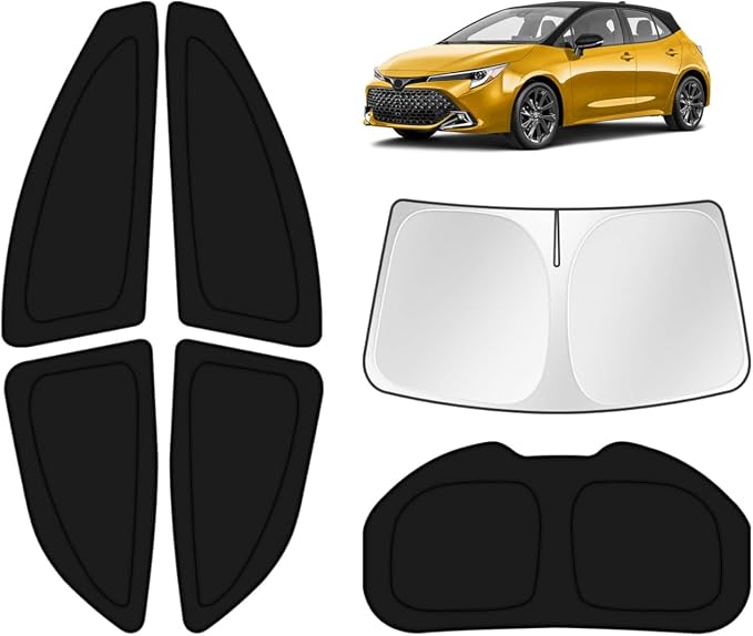 KUST Car Window Shades for 2020-2025 2026 Toyota Corolla Hatchback Accessories Windshield Sun Shade Side Rear Window Covers Sunshade Privacy Protection for Camping Blackout UV Block Full Set 6PCS