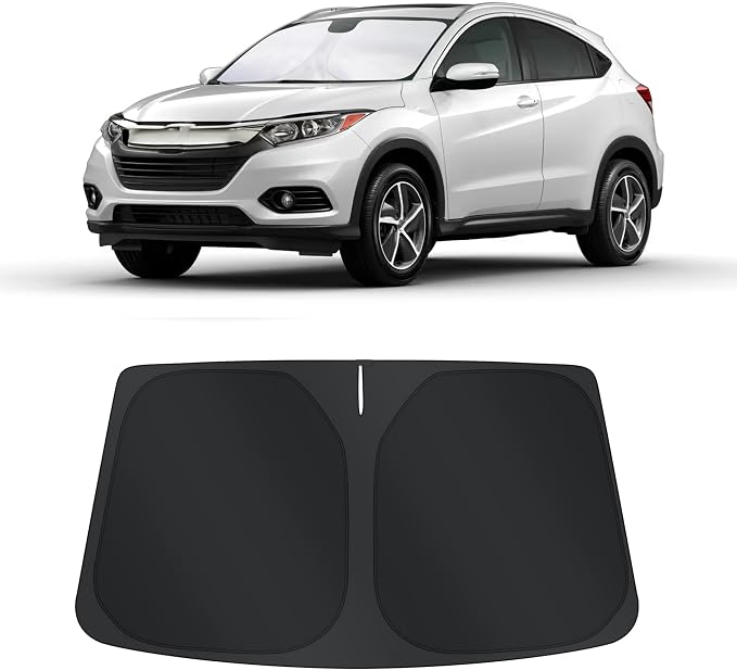 TINGLU Sun Shade for Honda HRV HR-V 2016-2022 Accessories Windshield Sun Shade Window Shade UV Rays Protection Sun Visor Cover with Steering Wheel Sunshade Storage Bag