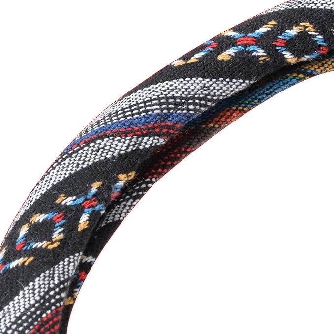 BDK Blue Woven Saddle Blanket Steering Wheel Cover for Cars SUV Van Truck Auto - Driver Grip 15 inch