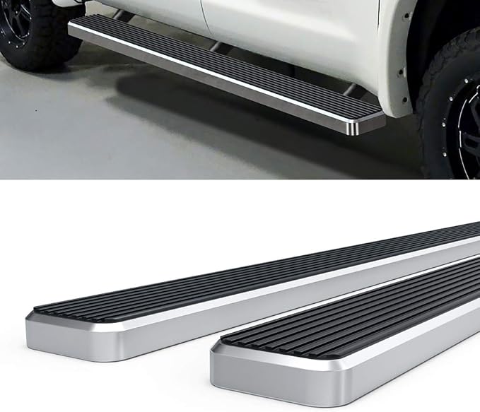 APS Running Boards 5 inches Compatible with Toyota Tundra 2007-2021 CrewMax 304 Stainless Steel (Nerf Bars Side Steps Side Bars)