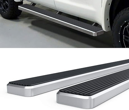 APS Running Boards 5 inches Compatible with Toyota Tundra 2007-2021 CrewMax 304 Stainless Steel (Nerf Bars Side Steps Side Bars)