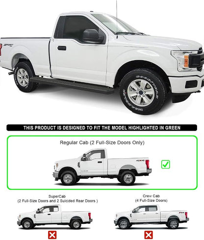 APS Wheel to Wheel Running Boards 6in Compatible with Ford F150 2015-2026 Regular Cab 6.5ft Bed & F-250 F-350 Super Duty 2017-2026 (Nerf Bars Side Steps Side Bars)