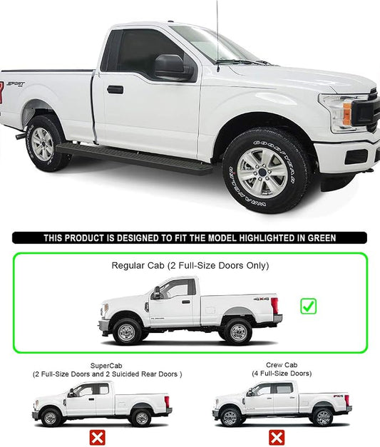 APS Wheel to Wheel Running Boards 6in Compatible with Ford F150 2015-2026 Regular Cab 6.5ft Bed & F-250 F-350 Super Duty 2017-2026 (Nerf Bars Side Steps Side Bars)