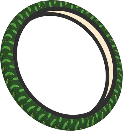 Funny Cucumber Steering Wheel Cover for Women & Men – Universal 15 Inch Car Accessories, Non-Slip & Stylish Design, Fits Most Cars, SUVs, and Auto