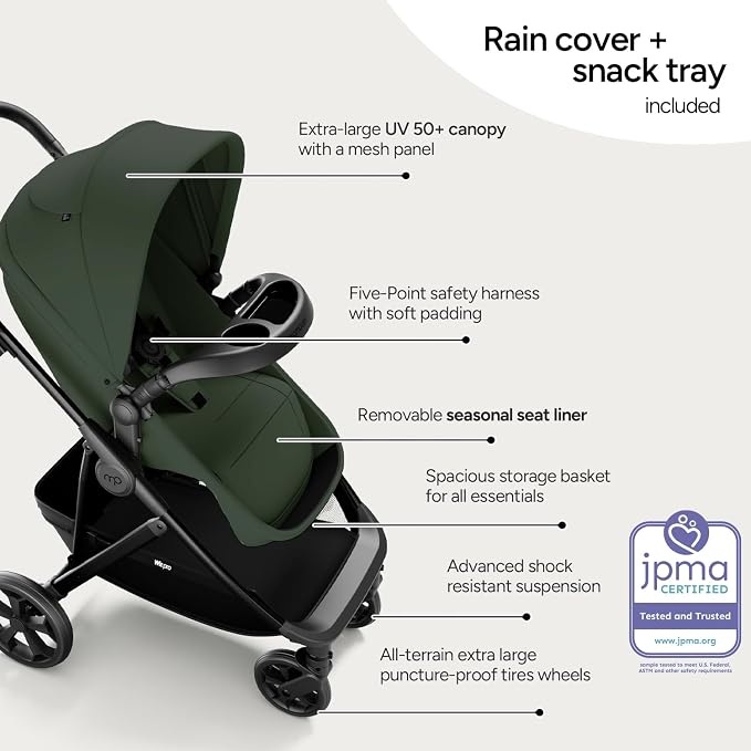 Mompush Wiz Pro 2-in-1 Baby Stroller, Full-Size All-Terrain Premium Stroller with Newborn Mode and Reversible Seat, Snack Tray Included, Large UPF 50+ Canopy & Storage Basket