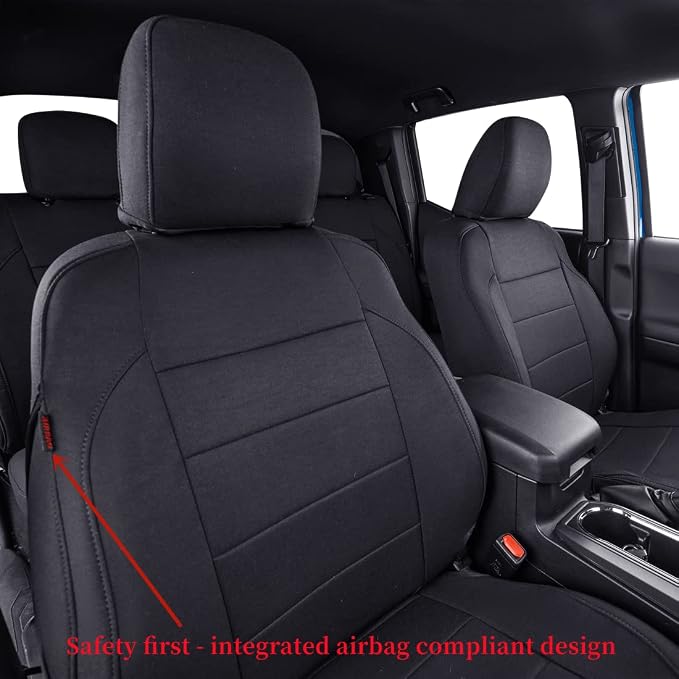 coverdream Custom Fit Front Seat Covers for Toyota Tacoma 2016 2017 2018 2019 2020 2021 2022 2023 All Models (Black,Front Row Only)