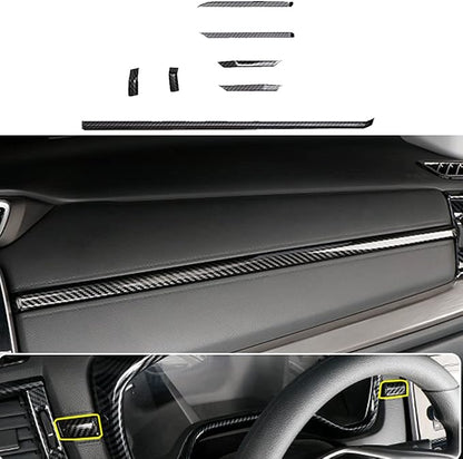 15PCS Full Interior Decoration Cover Center Consoles Instrument Panel Dashboard Trim Central Side Air Outlet Steering Wheel Moulding Trim Kits For Honda CRV 2017-2022 Carbon Fiber